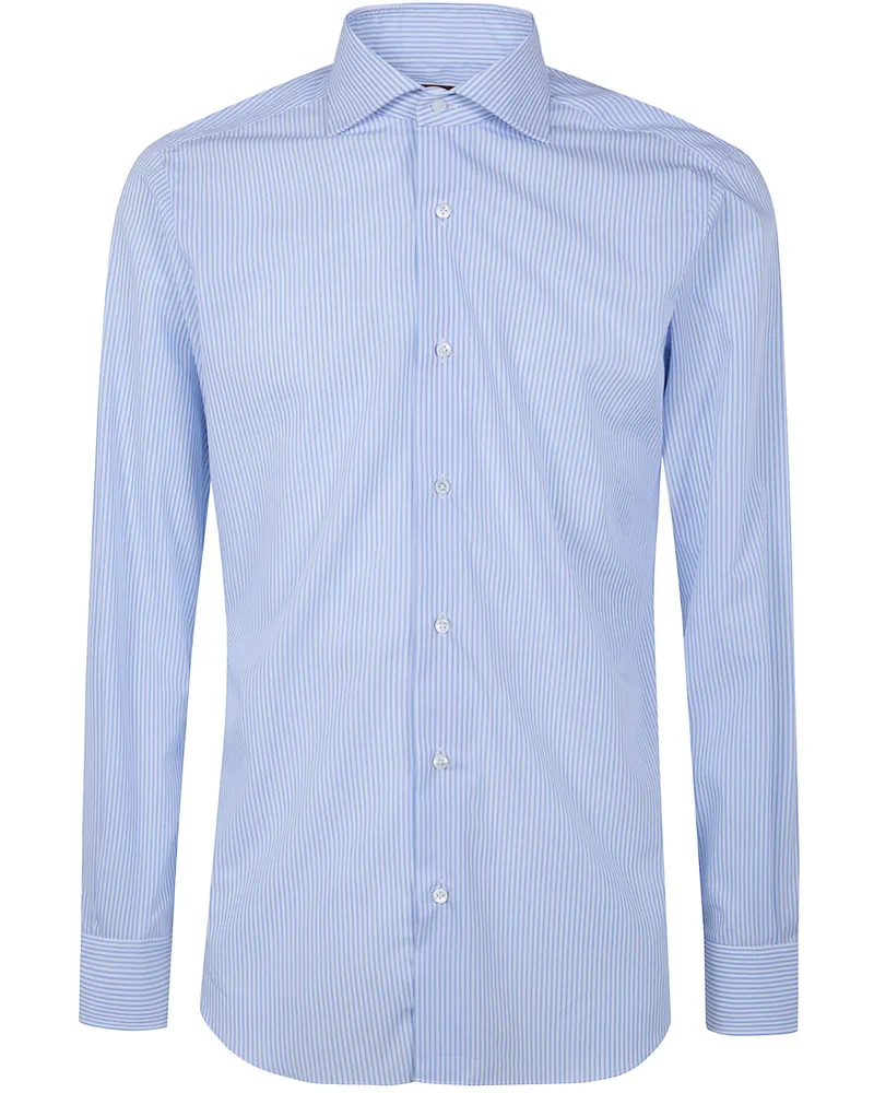 BARBA Classic Popeline "Bacchetta Spaziata" Shirt Blue