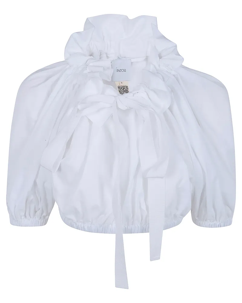 Patou Cropped Volume Jersey Top White