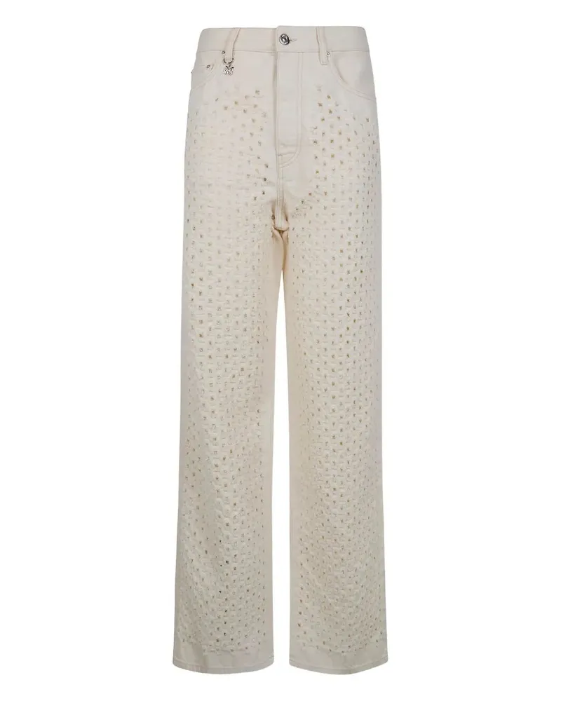 Amiri Boucle Denim Straight Jeans Beige