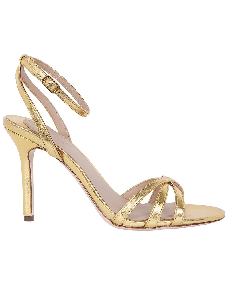 Ralph Lauren Kendyl" Kitten High Heel Sandals Metallic