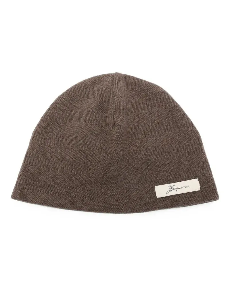 Jacquemus Chevron Hat "Le Bonnet Chevron Brown