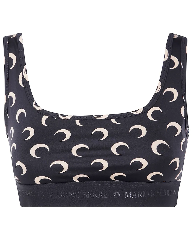 Marine Serre Moon" Printed Jersey Sports Bra Brown