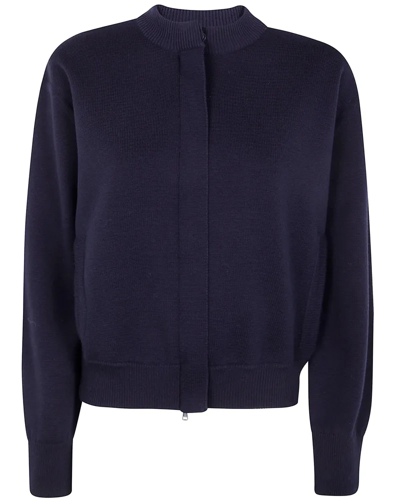 Max Mara Pelago" Merinos Wool Bomber Jacket Blue