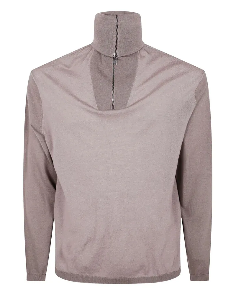 Emporio Armani Half Zip Turtle Neck Sweater Brown