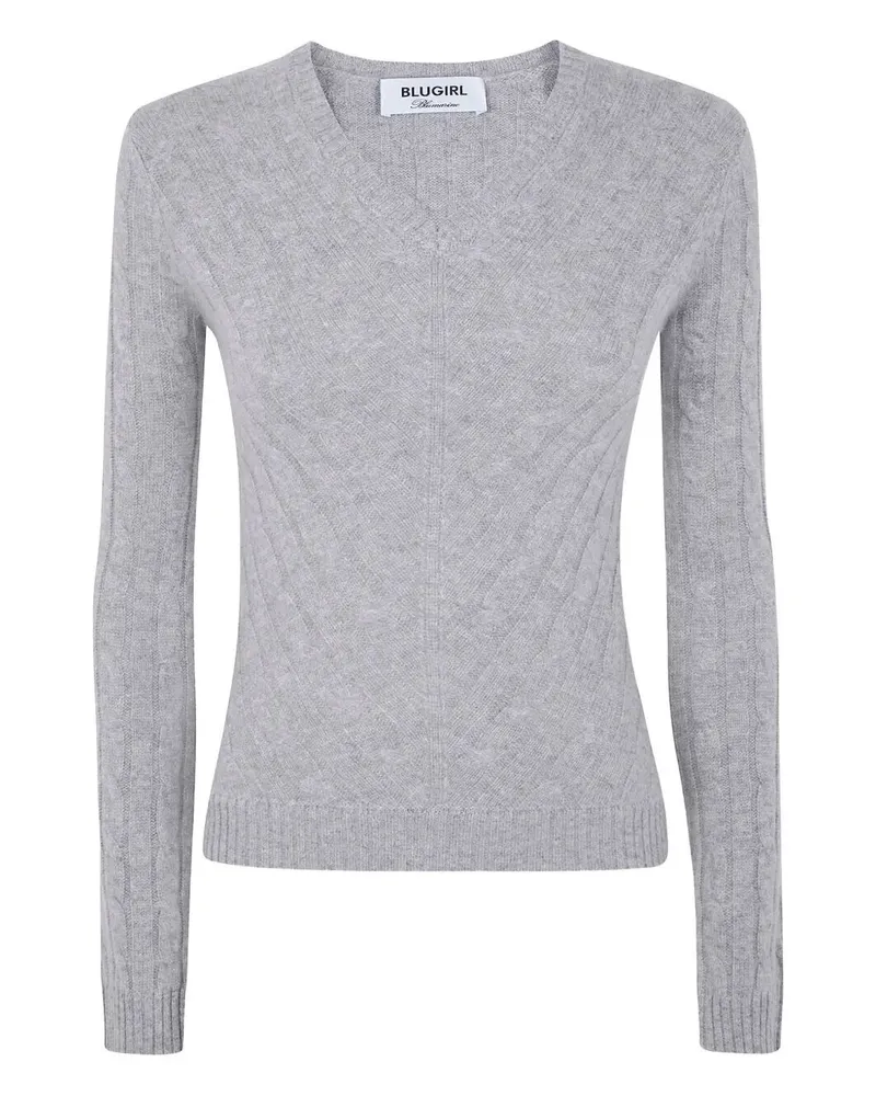 Blumarine Mix Cashmere Braids Sweater Gray