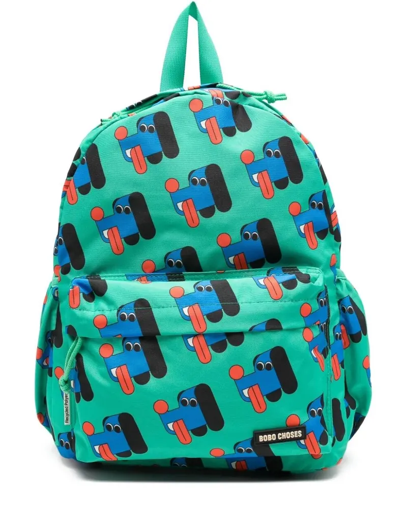 BOBO CHOSES Doggy Mate All Over" School Bag Green