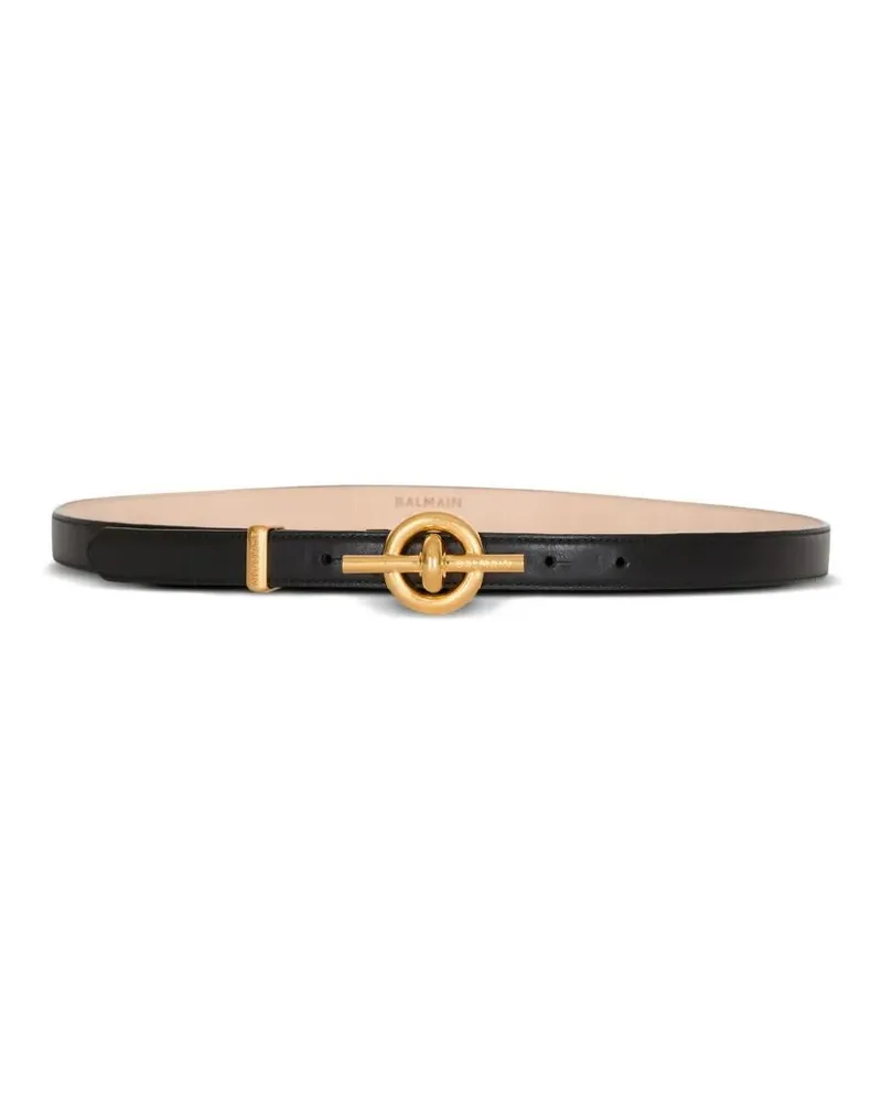 Balmain T-Bar" 2Cm Calfskin Belt Black