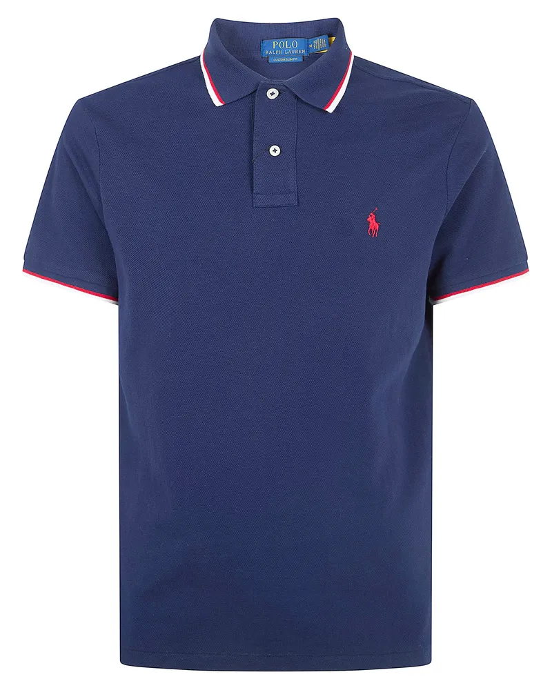 Ralph Lauren Short Sleeves Knit Contrast Polo Shirt Blue