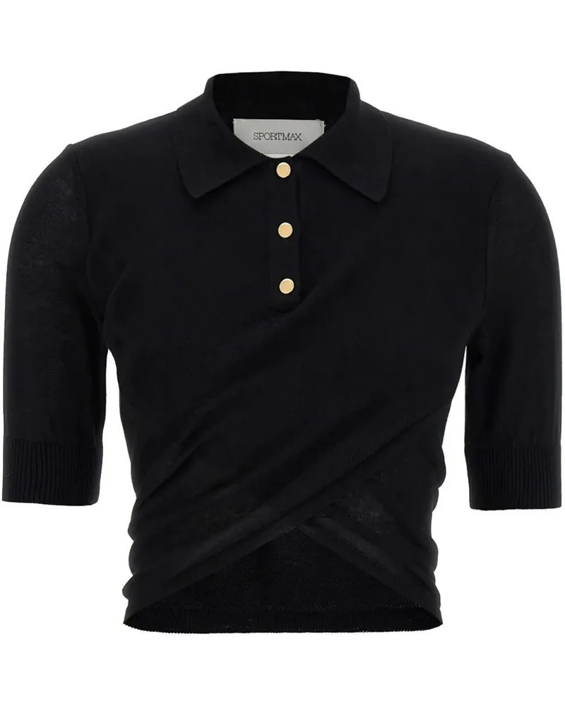 Max Mara Shaker Cropped Polo Shirt Black