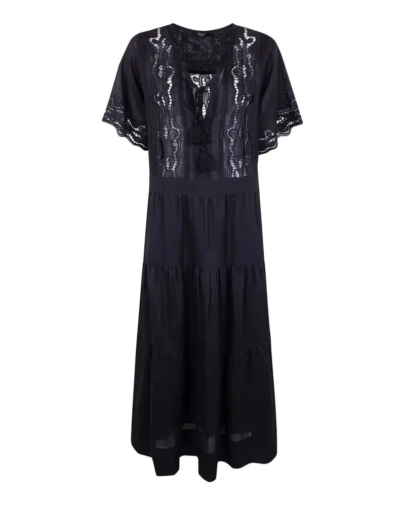Seventy Ramie Embroidered Dress Black