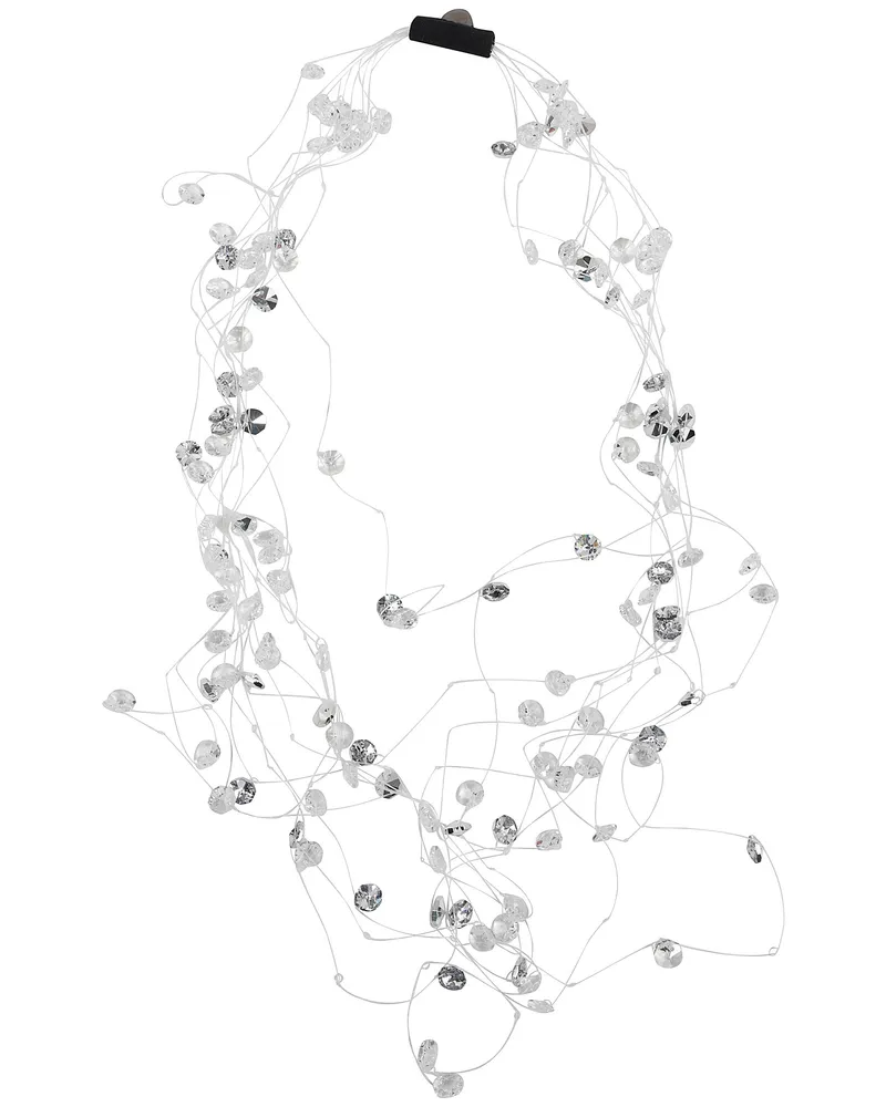 Maria Calderara Long Net Crystals Necklace Beige
