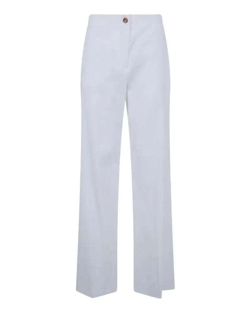 Seventy Linen Cotton Stretch Vintage Effect Trousers White