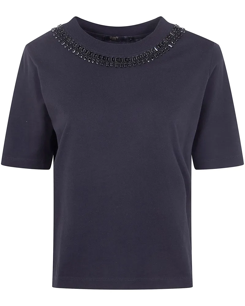 Seventy Jersey Cotton Embroidered T-Shirt Black