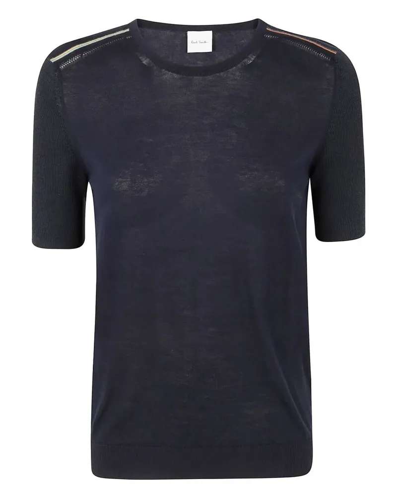 Paul Smith Womens Knitted Short Sleeves Top Crewneck Blue