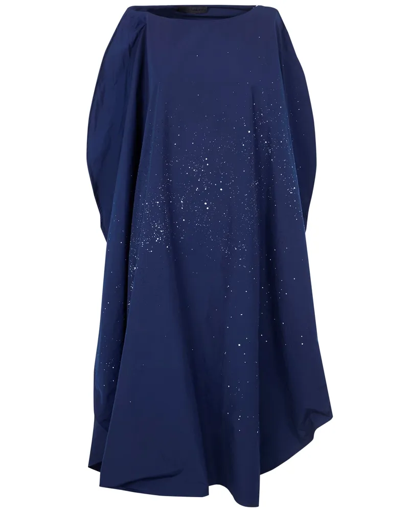 Maria Calderara Cotton Polyester Hand Punched Hand Painted Volume Dres Blue