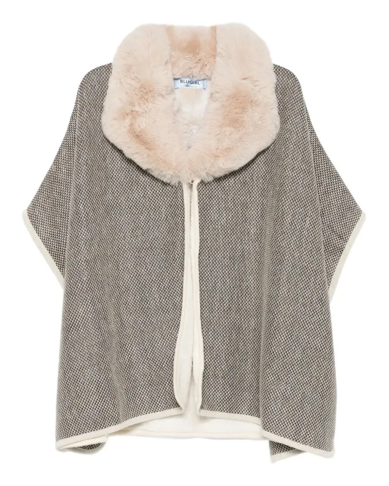 Blumarine Fur Edge Cape Beige