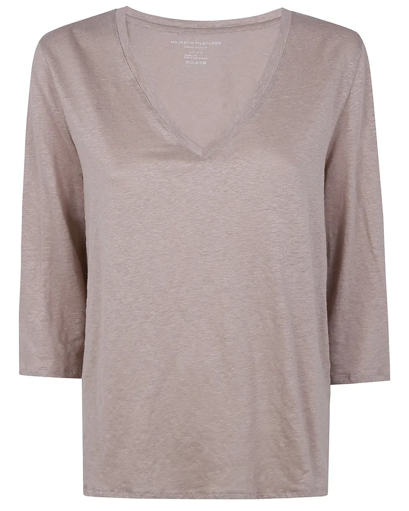 Majestic Three Quarter Sleeve Shirt Brown