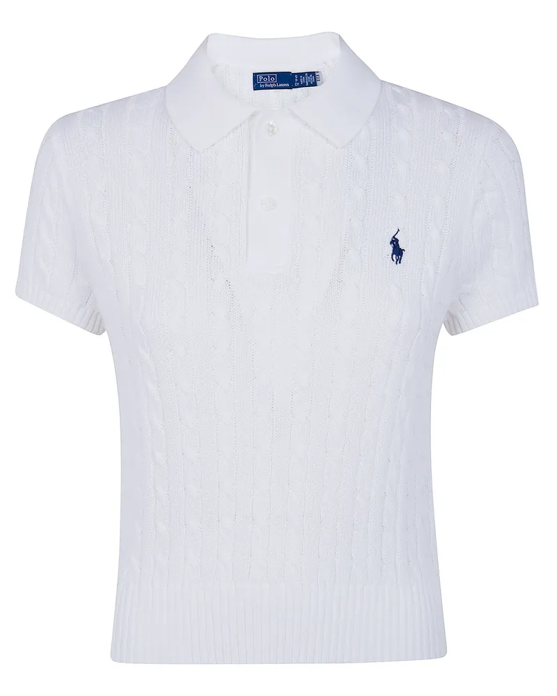 Ralph Lauren Short Sleeves Polo Neck Sweater White