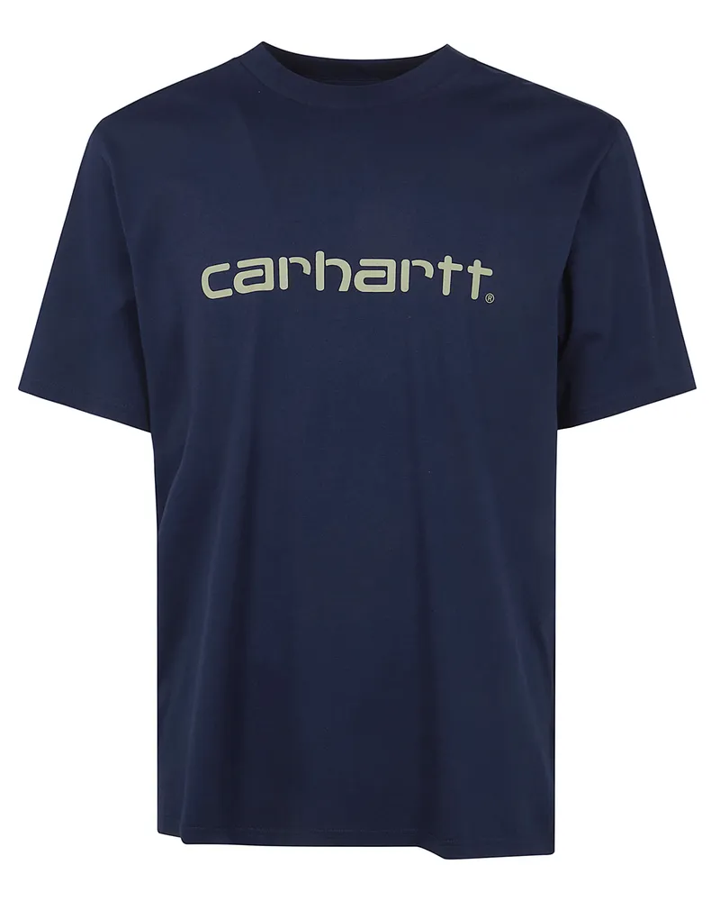 Carhartt WIP Short Sleeves "Script" Organic Cotton T-Shirt Blue