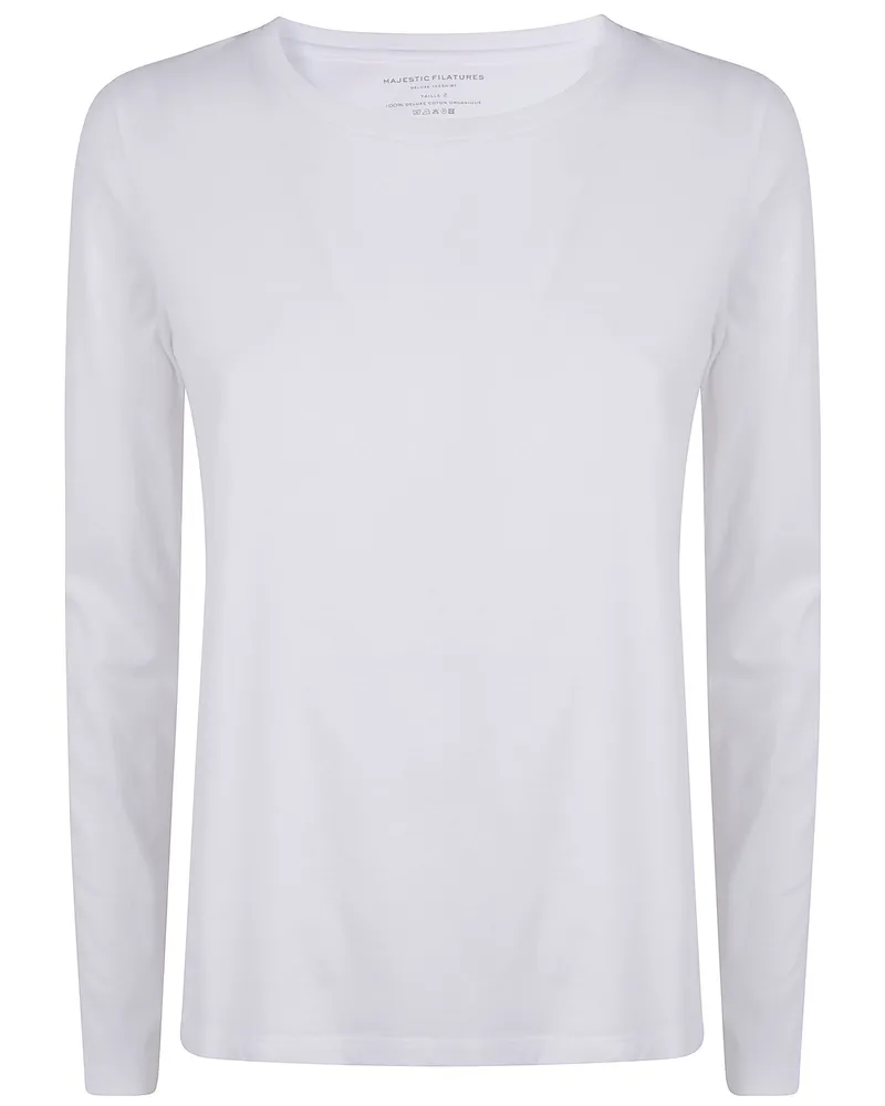 Majestic Round Neck Long Sleeve Sweater White