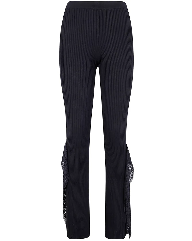 Blumarine Knit Insert Lace Pants Black