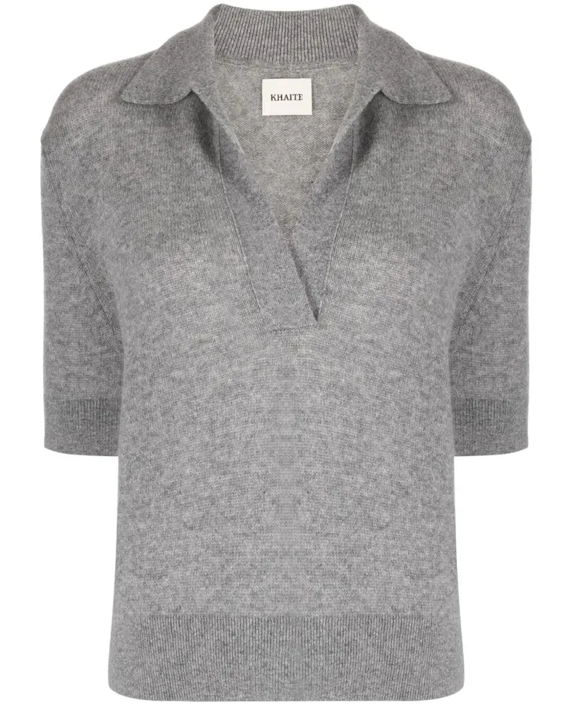 KHAITE Shrunken Jo" Polo Sweater Gray