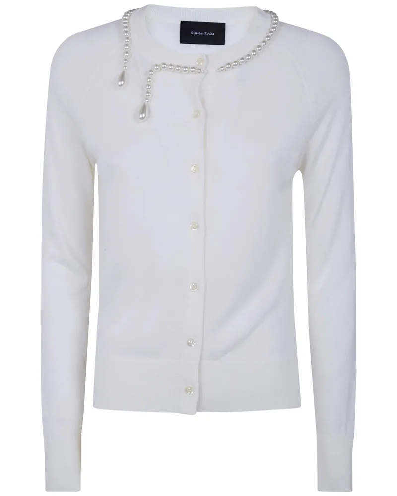 Simone Rocha Classic Merino" Silk Cardigan With Embroidered White