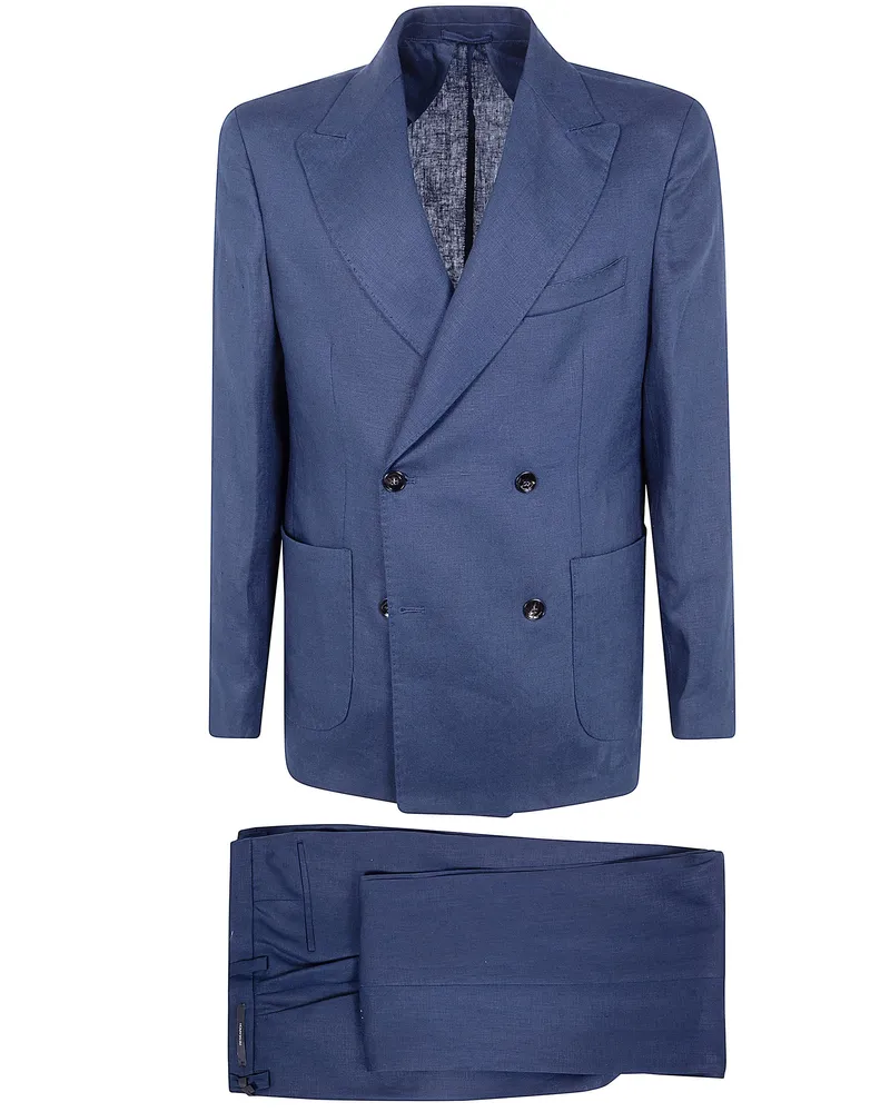 MICHAEL COAL Suit Pure Linen Austin Blue