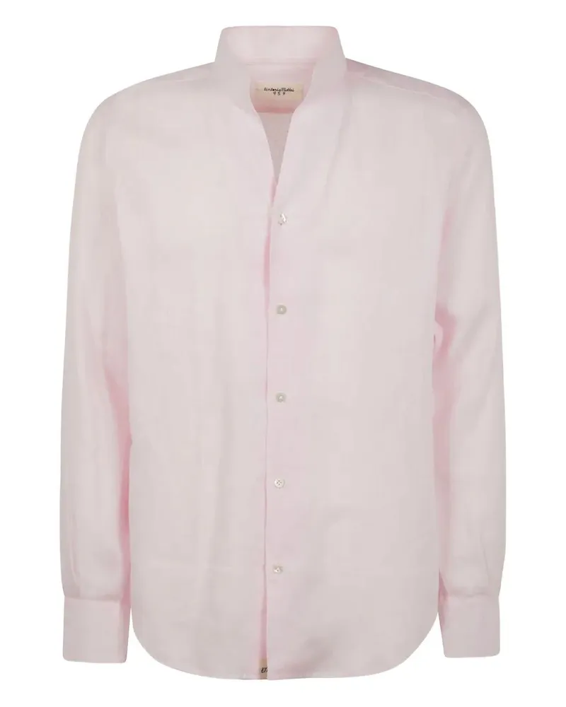 Tintoria Mattei Guru High Neck Linen Shirt Pink