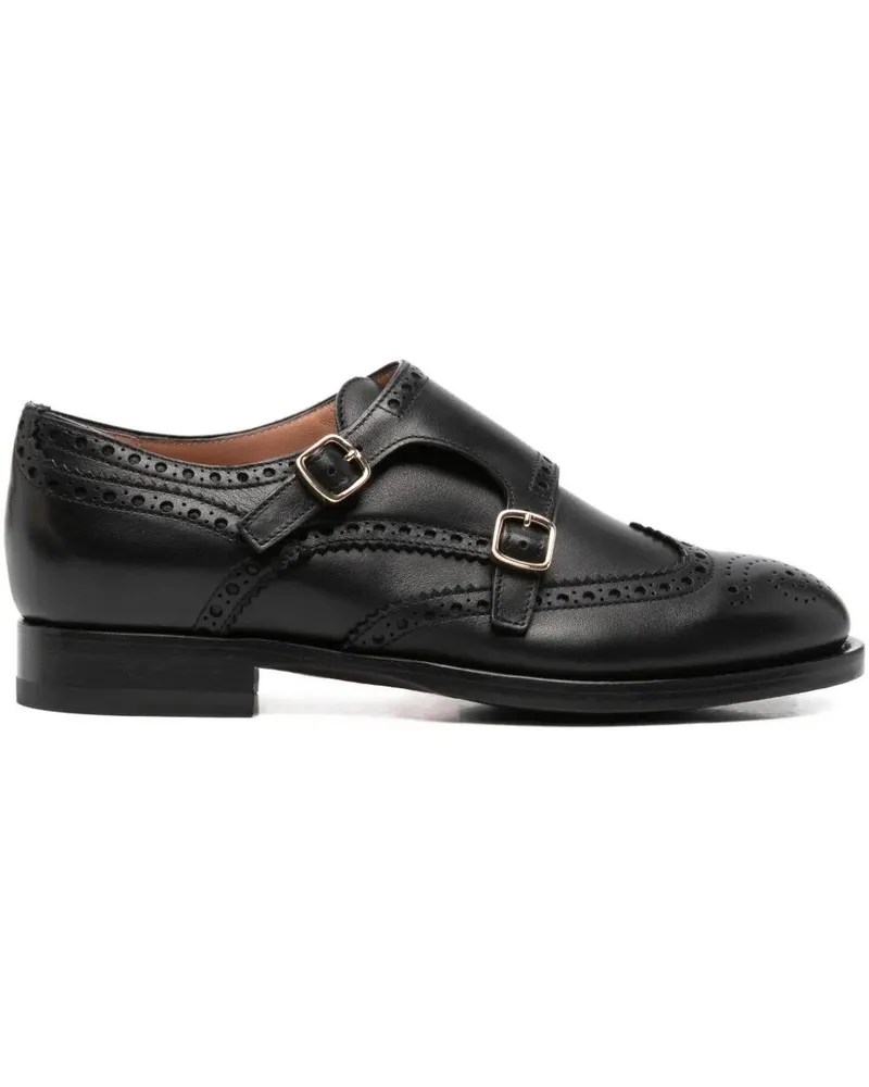 Santoni Delia" Oxford White Side Buckle Black