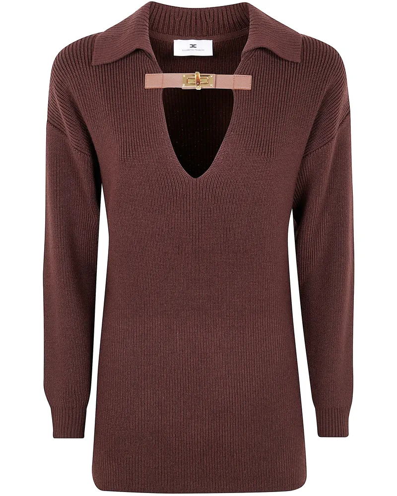 Elisabetta Franchi Polo Neck Sweater Brown