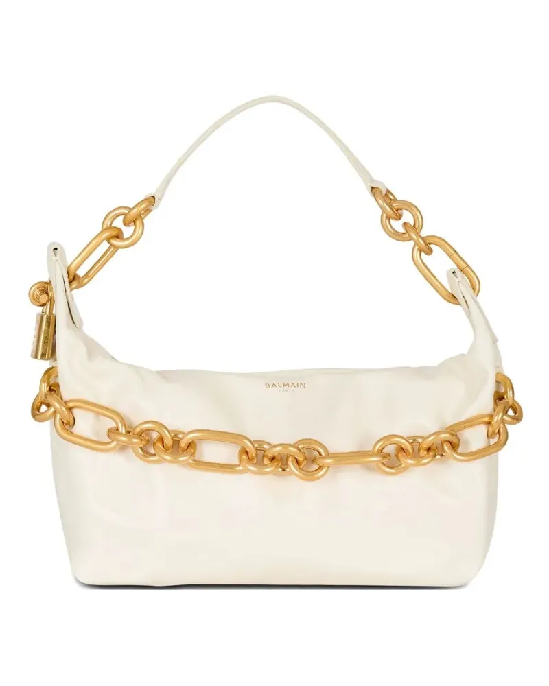 Balmain Sync Medium Calfskin Bag Beige