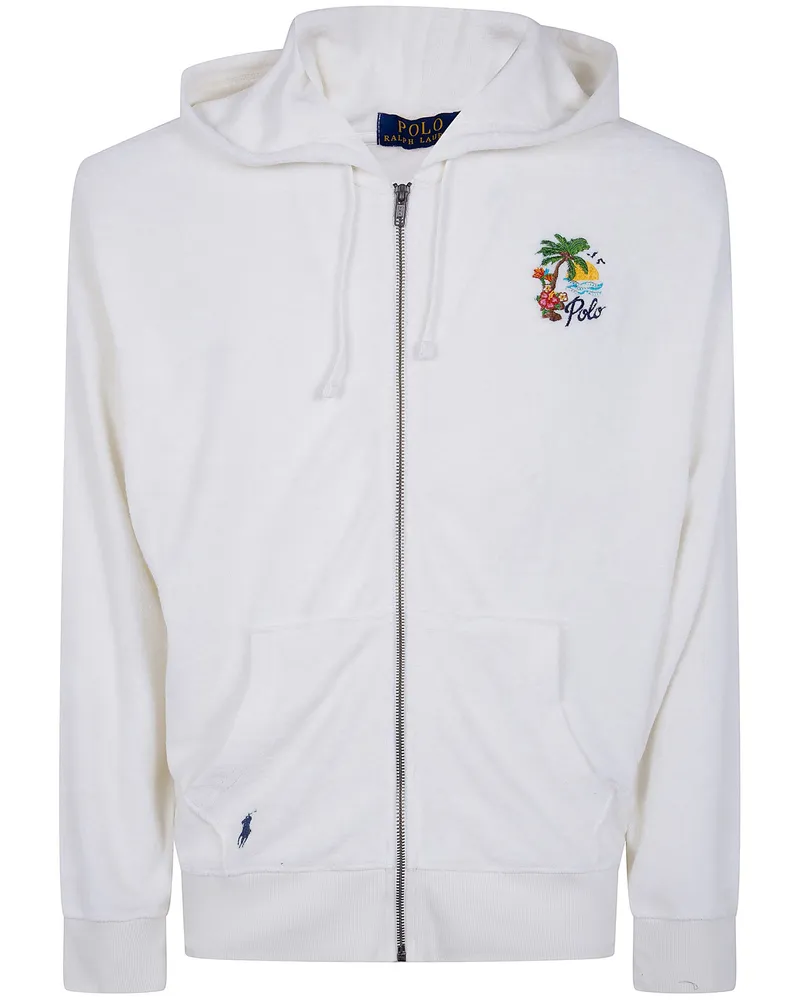 Ralph Lauren Hooded Full Zip Long Sleeves Sweatshirt White