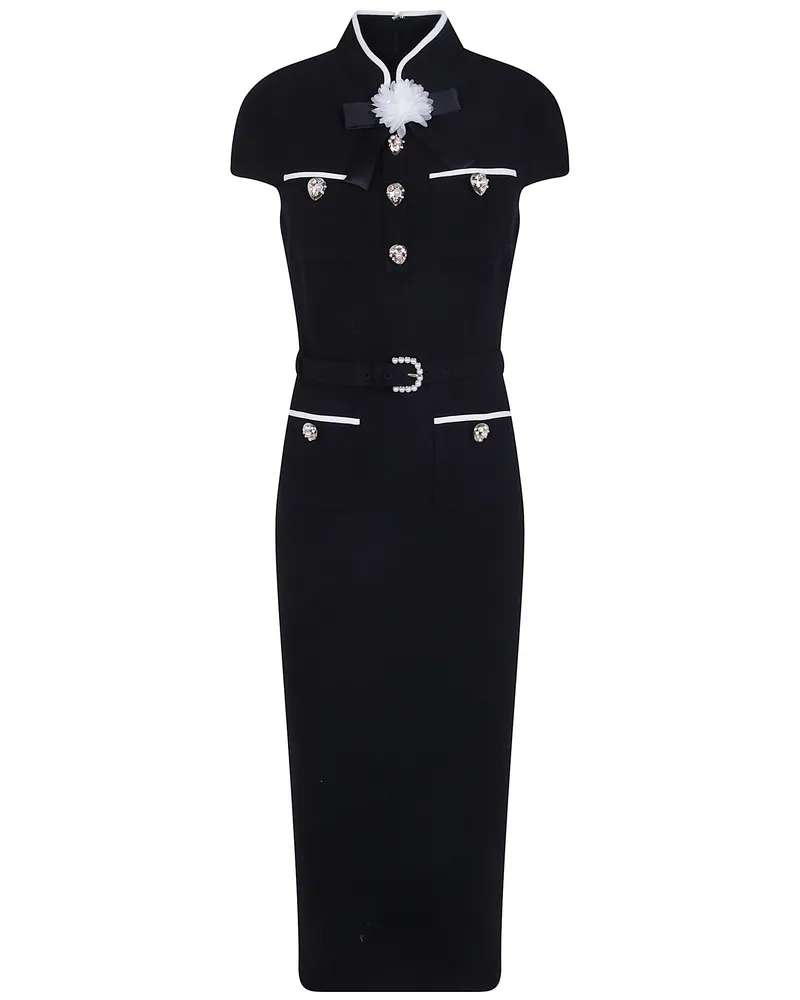 Self-Portrait Dress Wool Crepe Midi "Aw26.074Mb Black Black