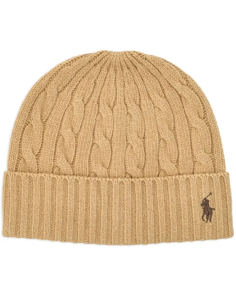 Ralph Lauren Hat Beanie Classic Polo Wool Blend Beige