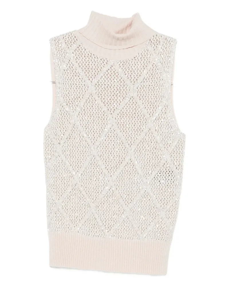 D.EXTERIOR D. EXTERIOR Rhombus Sequins Slim Top White