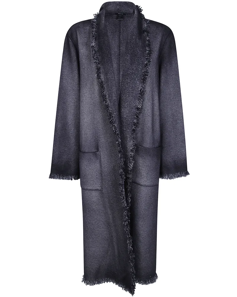 Avant Toi Coat Fringe Hand Painted Herringbone Black