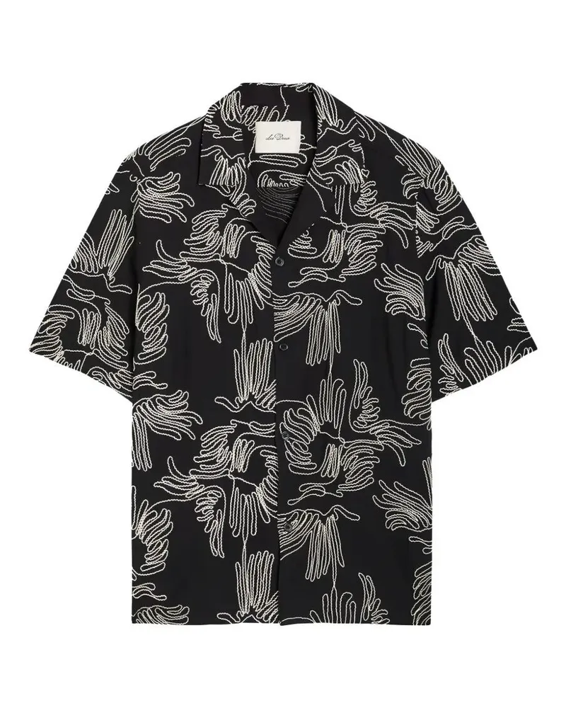 LES DEUX Liam Aoe Flower" Short Sleeves Shirt Black