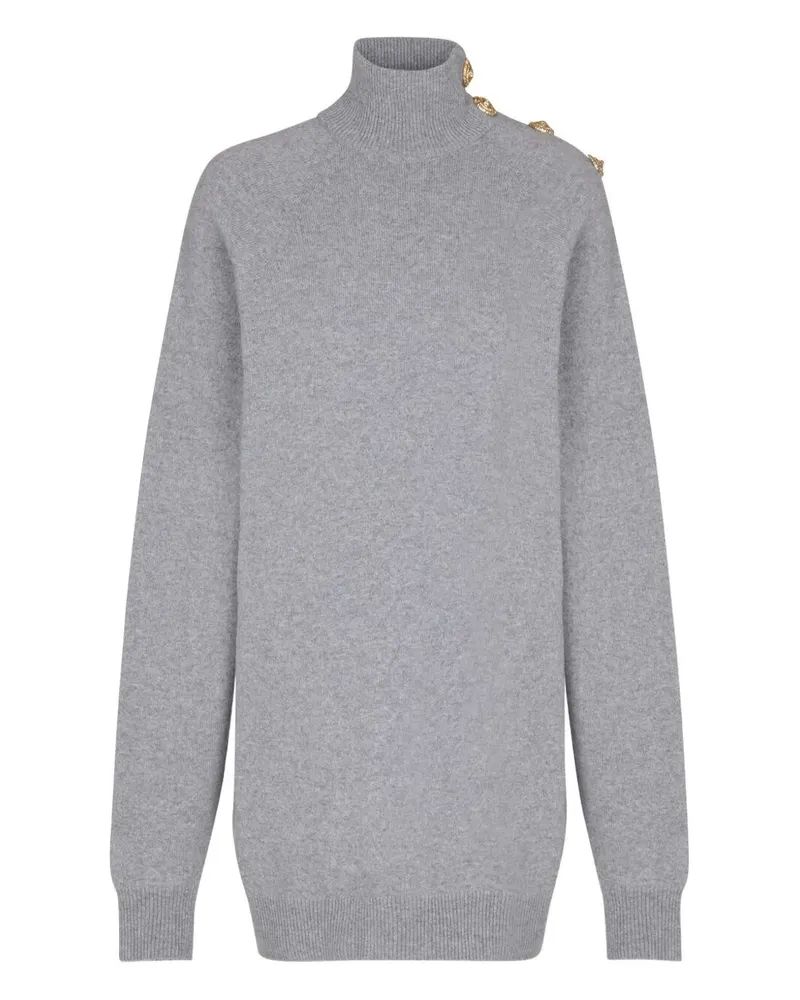 Balmain Batwing Eco Cashmere Short Dress Gray