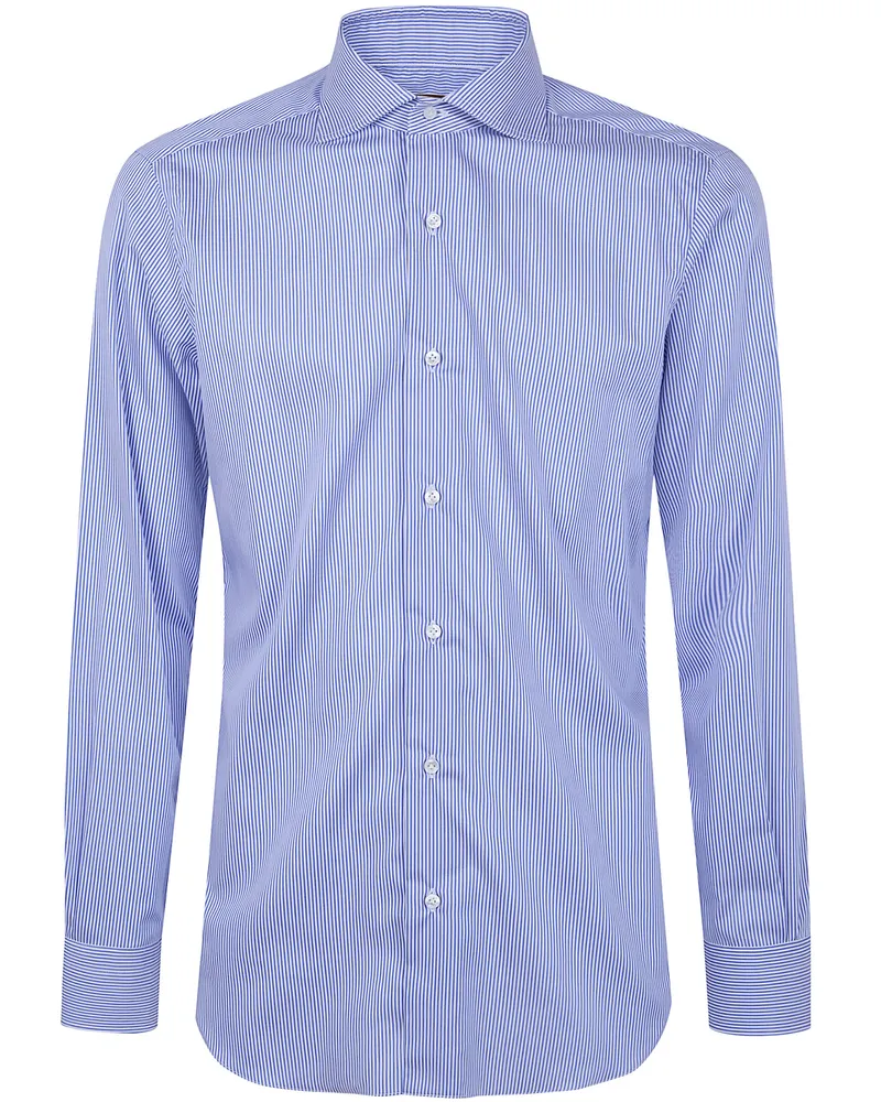 BARBA Classic Cotton Twill "Stright Bacchetta" Shirt Blue