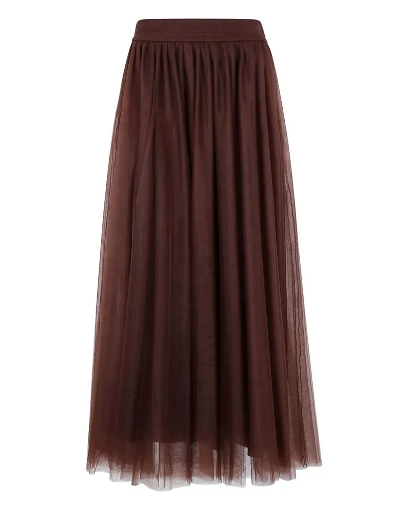 Fabiana Filippi Tulle Wide Skirt Brown