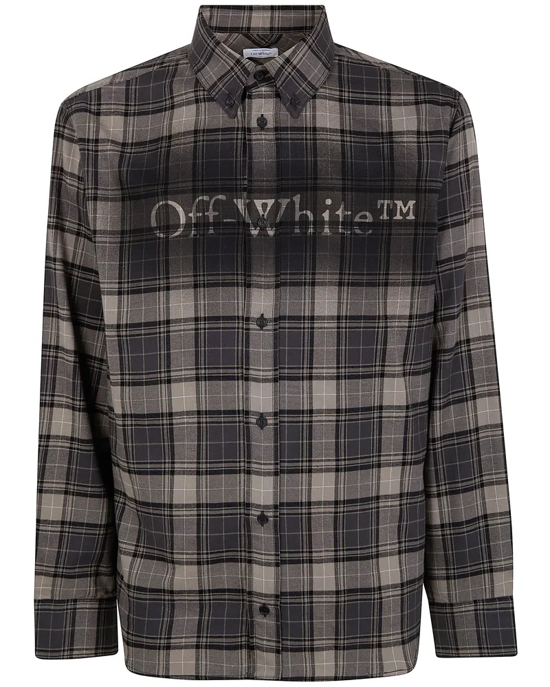OFF-WHITE Spray Book Check" Flan Regular Shirt Gray