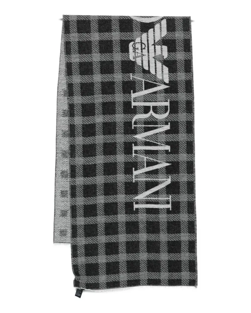 Emporio Armani Tartan Scarf Black