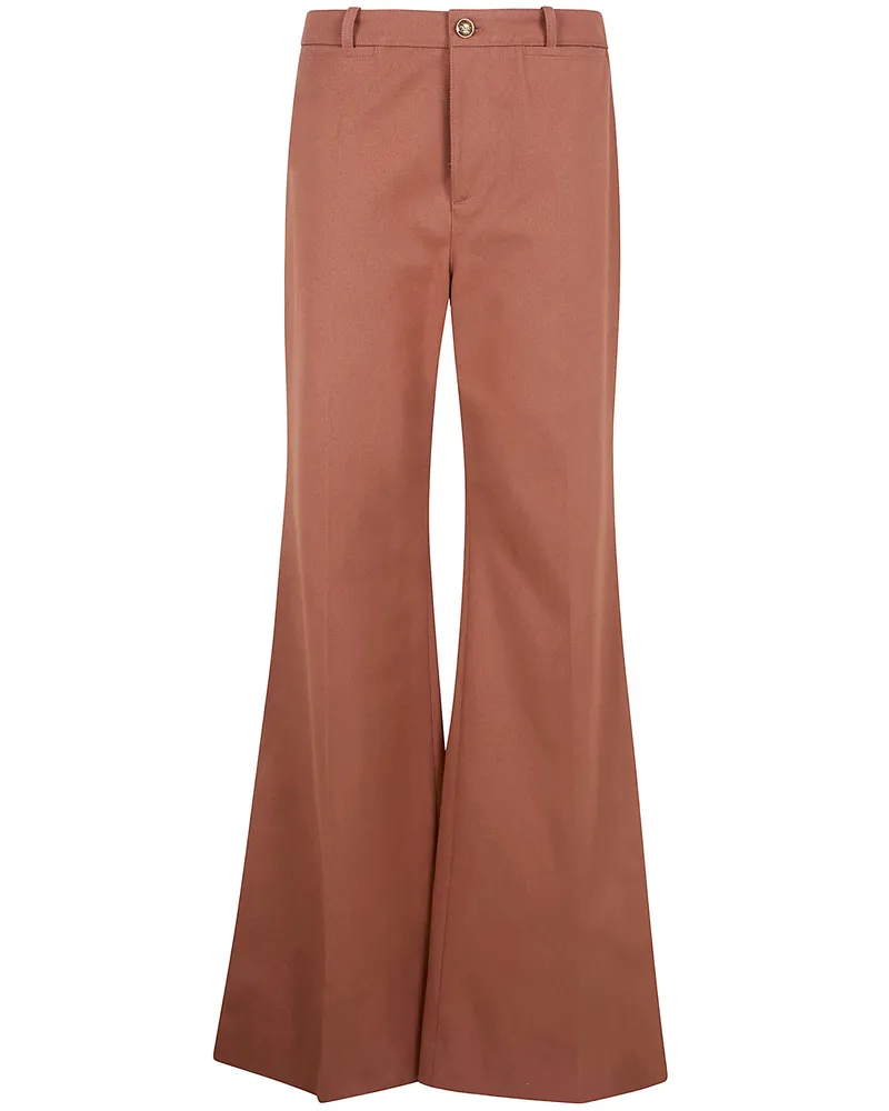Chloé High Waisted Flared Leg Trousers Brown