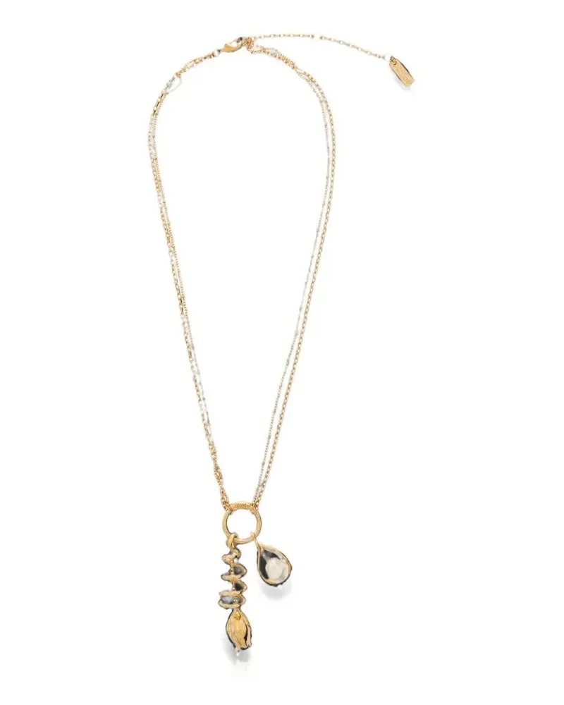 Chloé Necklace Long Pendant "Long Pendant Necklace Metallic