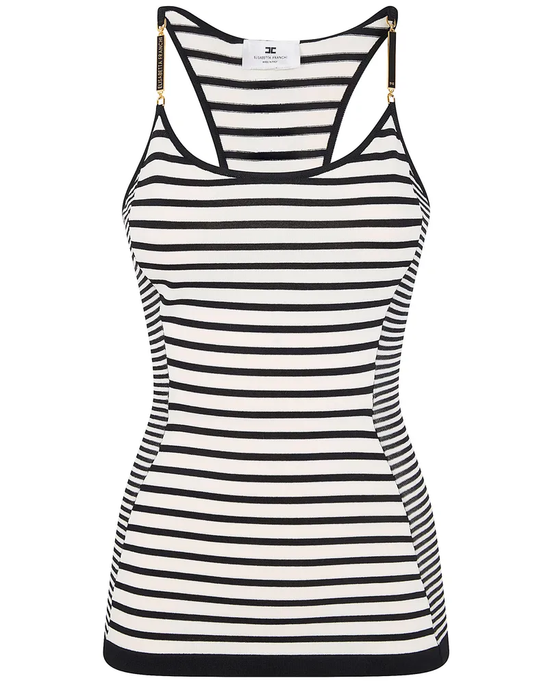 Elisabetta Franchi Tricot Stripes Top Black