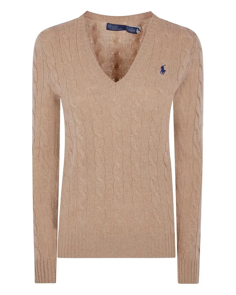 Ralph Lauren Kimberly Long Sleeve V Neck Beige
