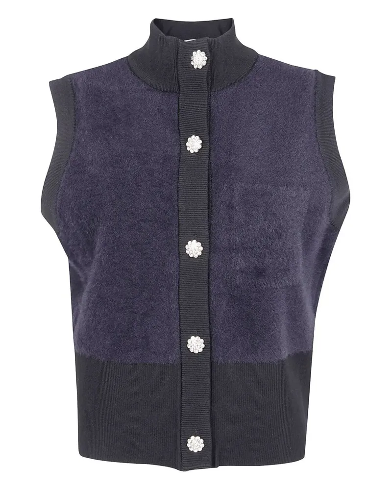 Blumarine Fur Knit Gilet Black