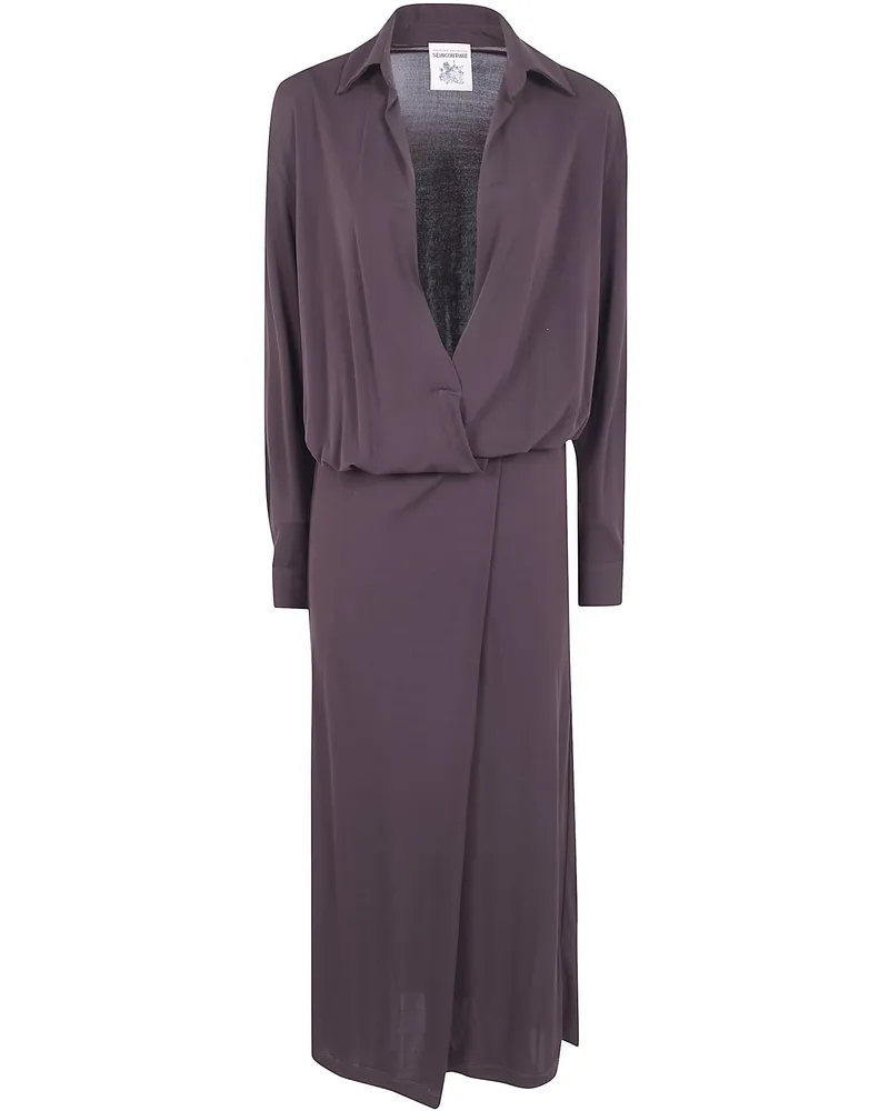 Semicouture Jersey Long Sleeves Dress Brown