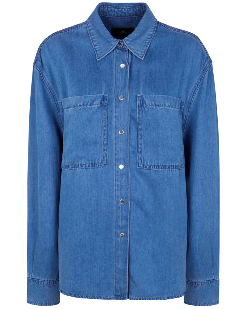 7 for all mankind Oversized Lyocell Shirt Blue